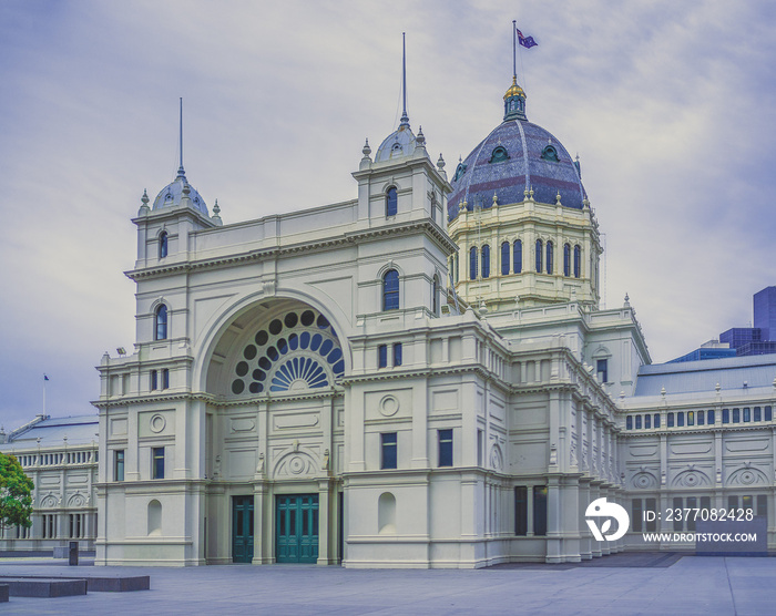 Façade of Royal Exhibition Building in Melbourne, Australia. World Heritage Site
