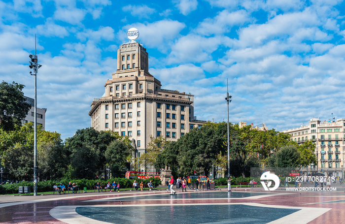 Plaza de Catalunya in Barcelona, Catalonia, Spain, Europe