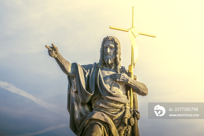 Sculpture of St. John the Baptist at Charles Bridge in Prague - Christianity symbol