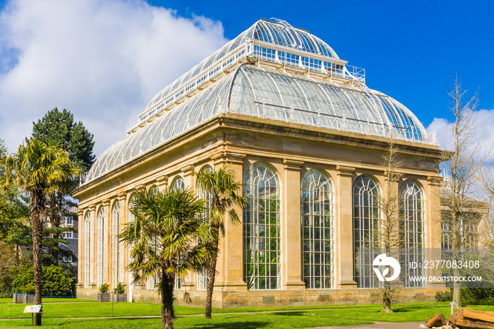 Glasshouse at the Royal Botanical Gardens in public park  Edinbu