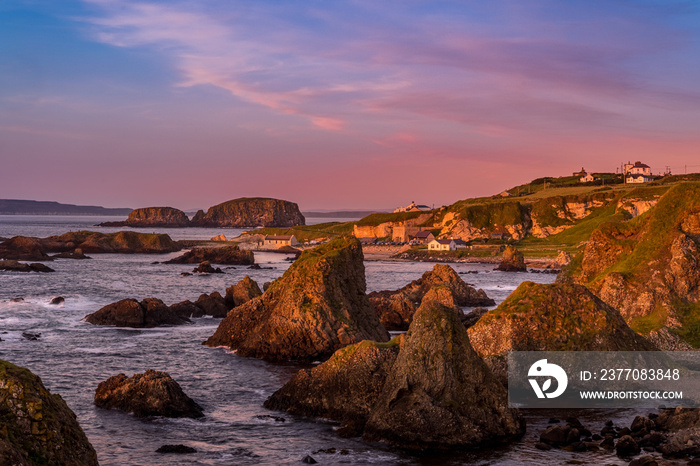 Sunset and Sunrise images around Ballintoy, Causeway Coast and Glens, International Appalachian Trail, Ulster Way, County Antrim, Northern Ireland