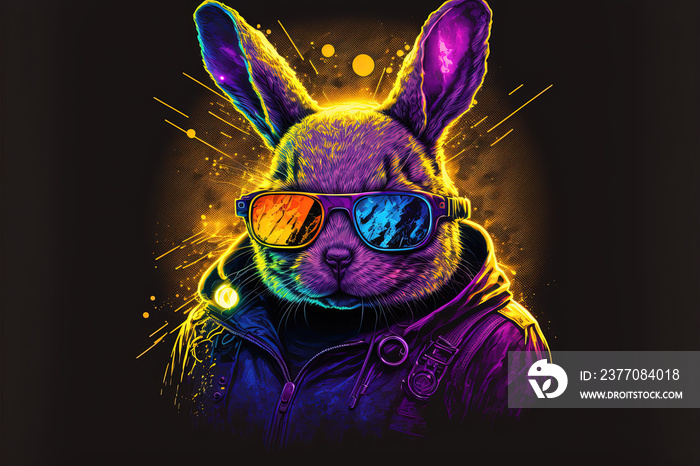 psychedelic. illustration. abstract. rabbit. vector