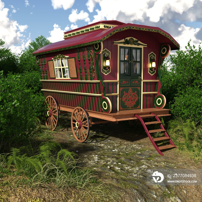 3D-illustration of a old fashioned hitsoric waggon