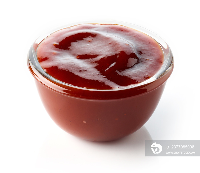 Bowl of barbecue sauce isolated on white