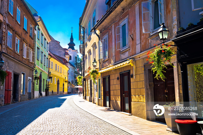 Old town of Ljubljana colorful street