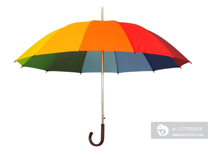 Rainbow umbrella on white