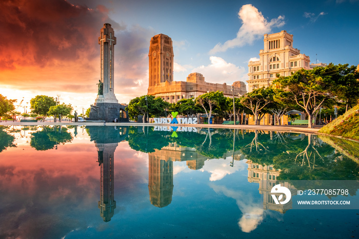 The beautiful square of  Plaza de España , in Santa Cruz de Tenerife city (Tenerife, Canary Islands, Spain)