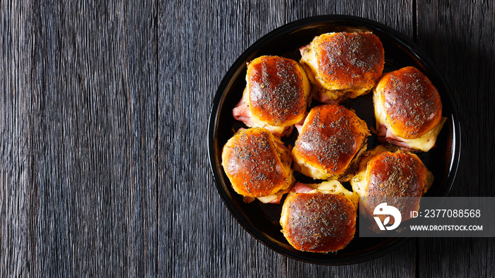 Hawaiian Ham and Swiss Sliders in baking dish