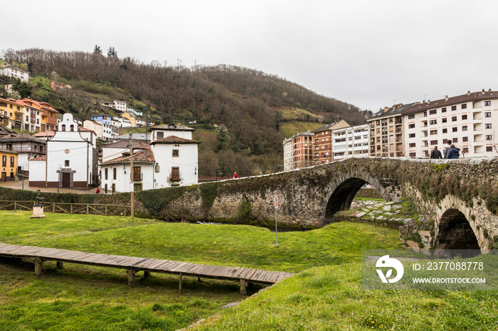 Cangas del Narcea, Spain. Views of the traditional neighborhood of Entrambasaguas, oldest part of the town