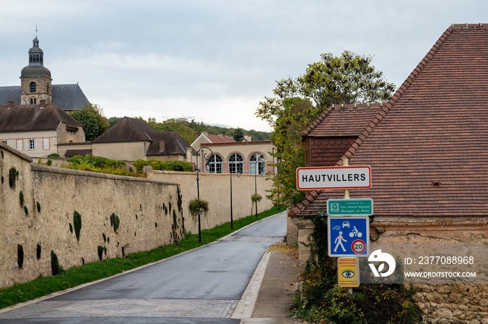 Beautiful French architecture in Champagne sparkling wine making town Hautvillers, Champagne, France