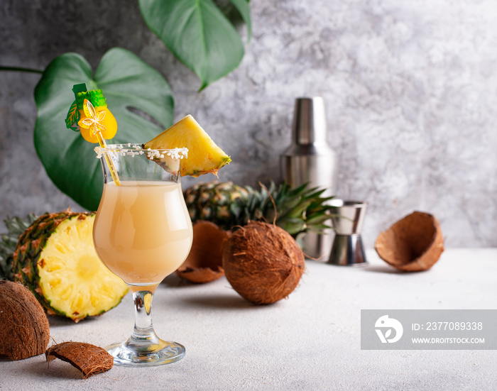 Pina colada. Traditional Caribbean cocktail