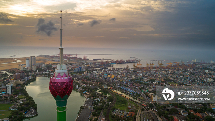 Colombo city and the Lotus Tower Colombo, Sri Lanka