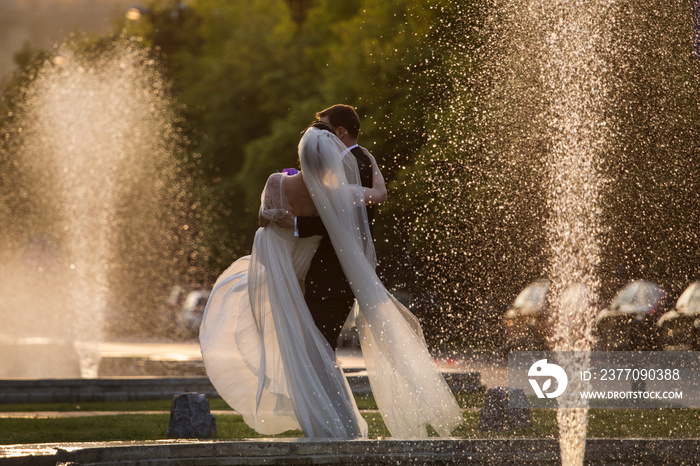 Married couple, enjoying time together at wedding day