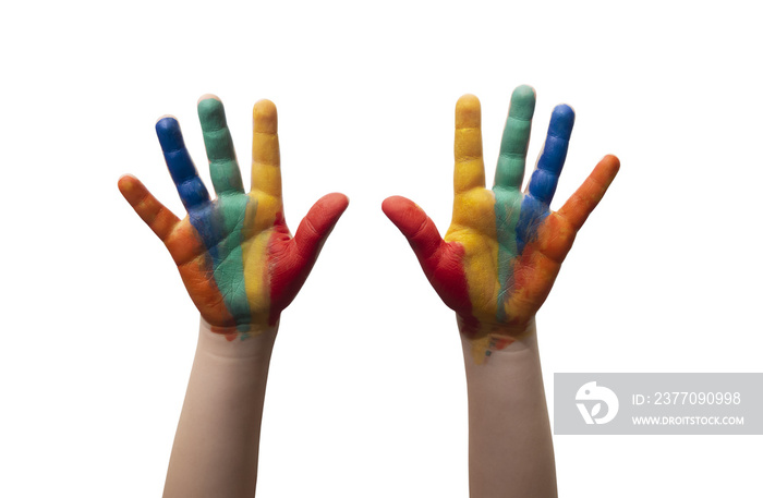 child with painted hands on a nice sunny day	- PNG Transparent background