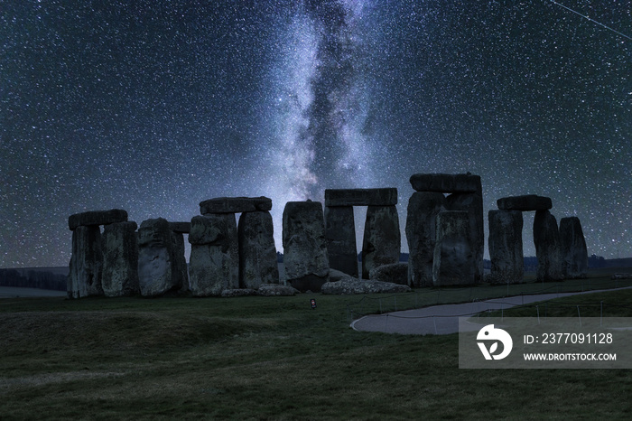 Stonehengeat night with Milky Way spreading above, United Kingdom