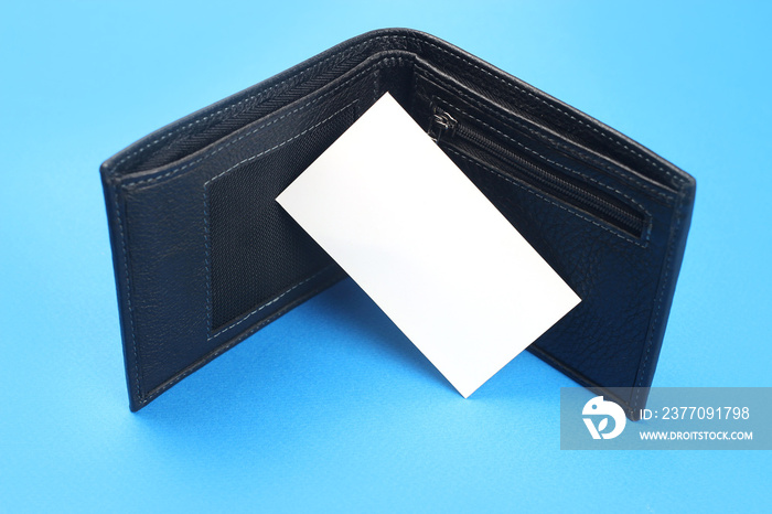 wallet black leather with blank white card mock up