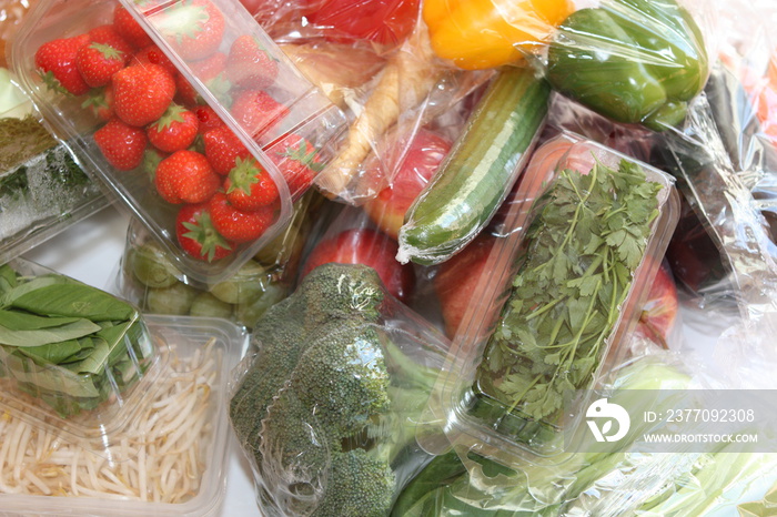 Fresh vegetables in plastic.