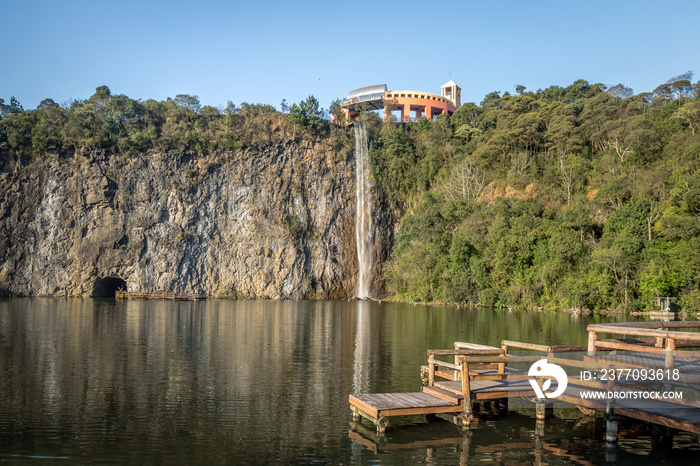 Viewpoint and waterfall at Tangua Park - Curitiba, Brazil