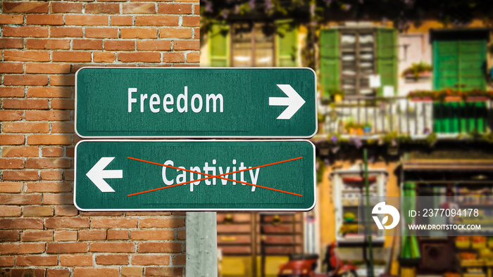 Street Sign to Freedom versus Captivity