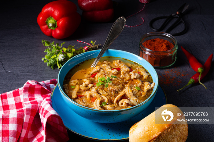 flaczki - fresh and spicy tripe soup with herbs