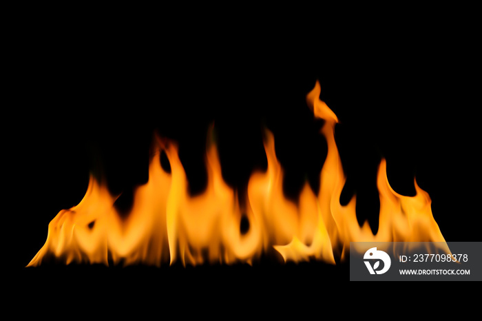 A burning flame On a black background