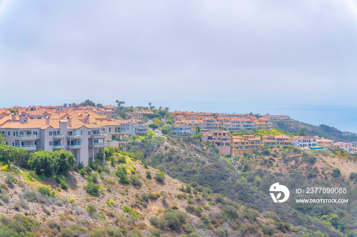 Apartment buildings on a mountain area of Laguna Niguel in California