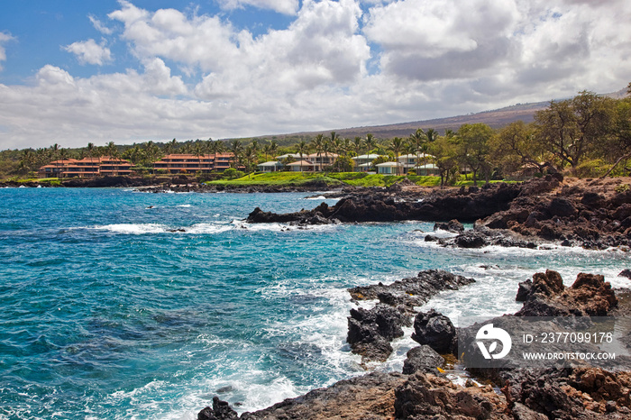 Lava Rock and Surf crashing along the coast of Maui