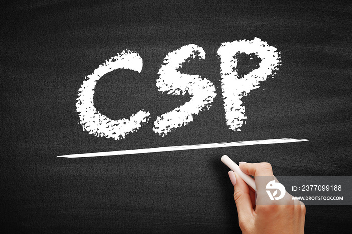 CSP Cloud Service Provider - third-party company offering a cloud-based platform, infrastructure, application and storage services, acronym text on blackboard