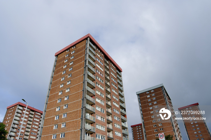 Council flats in poor housing estate with many social welfare issues in LInwood