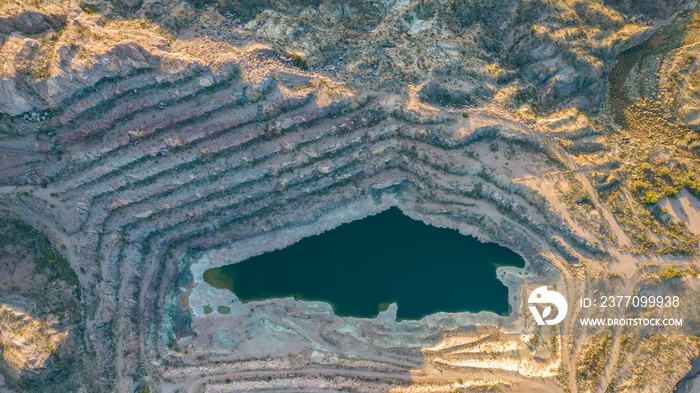 Old open pit uranium mine. Aerial view.