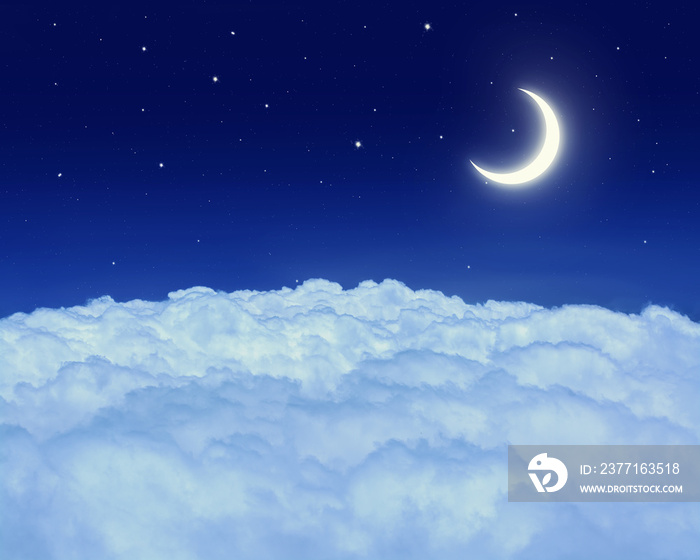 Nightly sky with moon and stars
