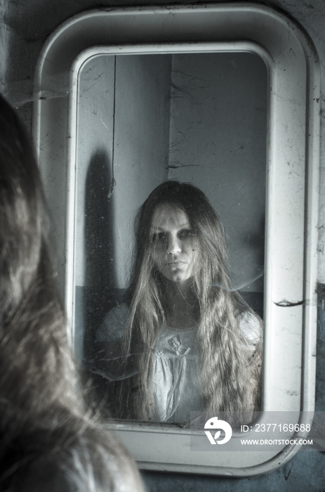 Horror girl in the mirror