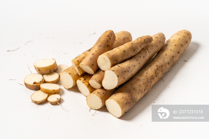 Fresh yam on pure white background