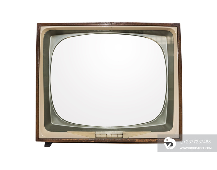 复古电视隔离在白色背景上。