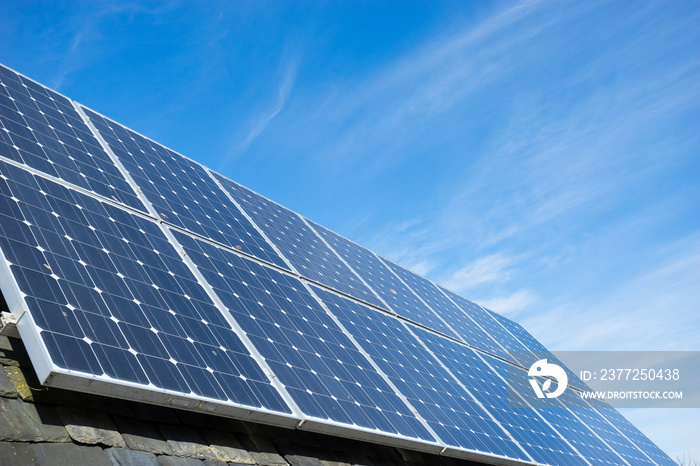 solar cell panel on houses roof, green energy