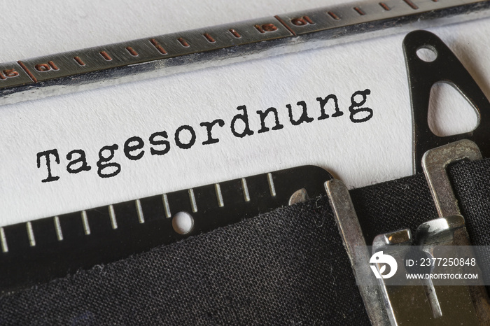 Tagesordnung，文本Schreibmaschine