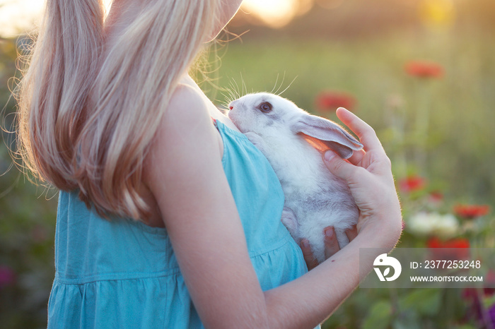 girl and rabbit