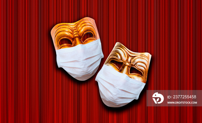 Comedy and tragedy theatrical mask wearing protection medical mask for Corona virus (Covid-19) - Red