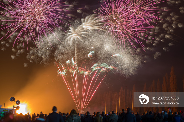 A public firework display in celebration of bonfire night at East Retford, Nottinghamshire, UK