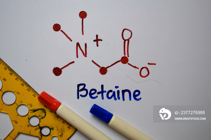 Betaine molecule write on the white board. Structural chemical formula. Education concept