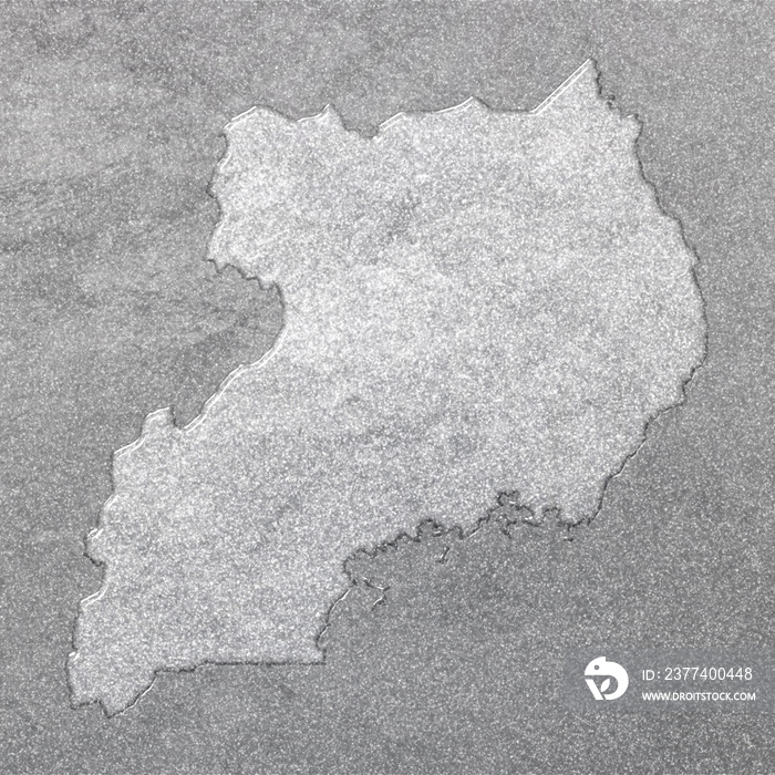 Map of Uganda, silver background