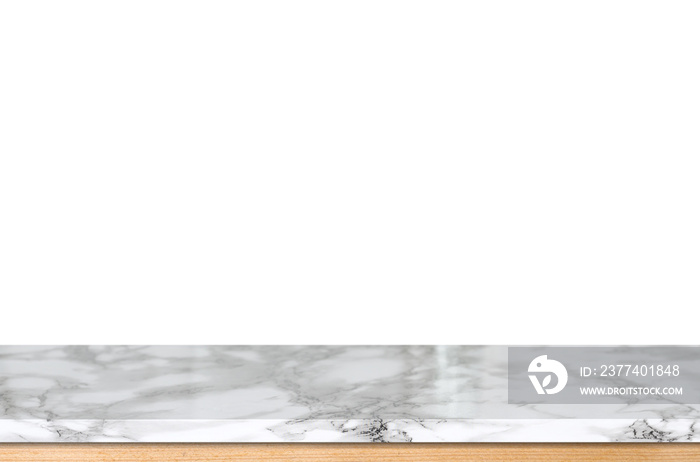 Empty white marble stone table top and restaurant banner mock up abstract background - can used for 