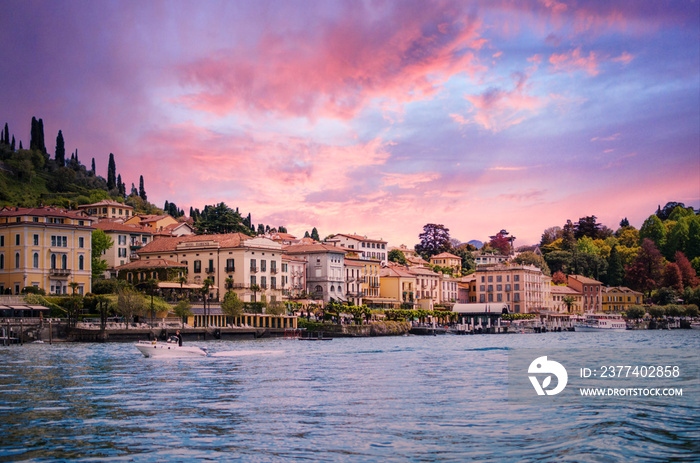 Italian town by sunset, Bellagio