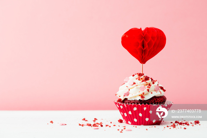 Valentines day dessert on a pink background