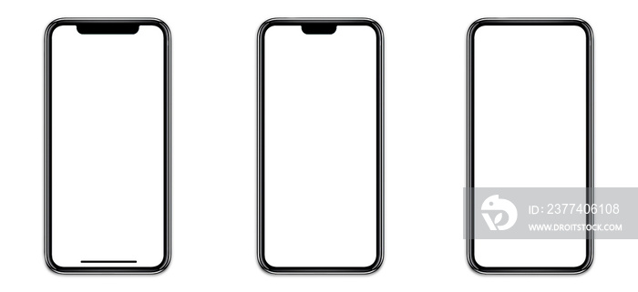 Smartphone similar to iphone 13 pro max with blank white screen for Infographic Global Business Mark