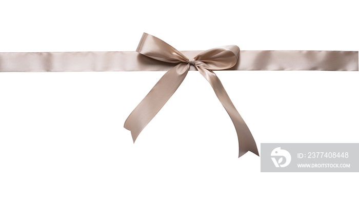 Straight gold ribbon with sweet bow isolated for ornament and design element