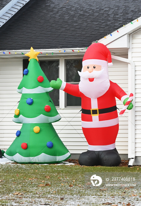 Inflatable Santa and Tree