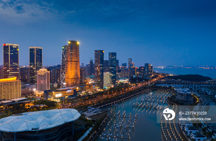 鸟瞰厦门城市夜景