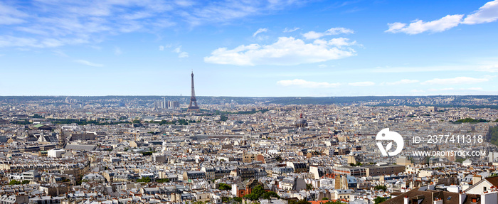 Paris skyline aerial from Montmartre