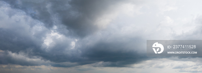 Storm clouds panorama. View from the drone.